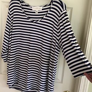 French Laundry XL Blouse navy&white striped